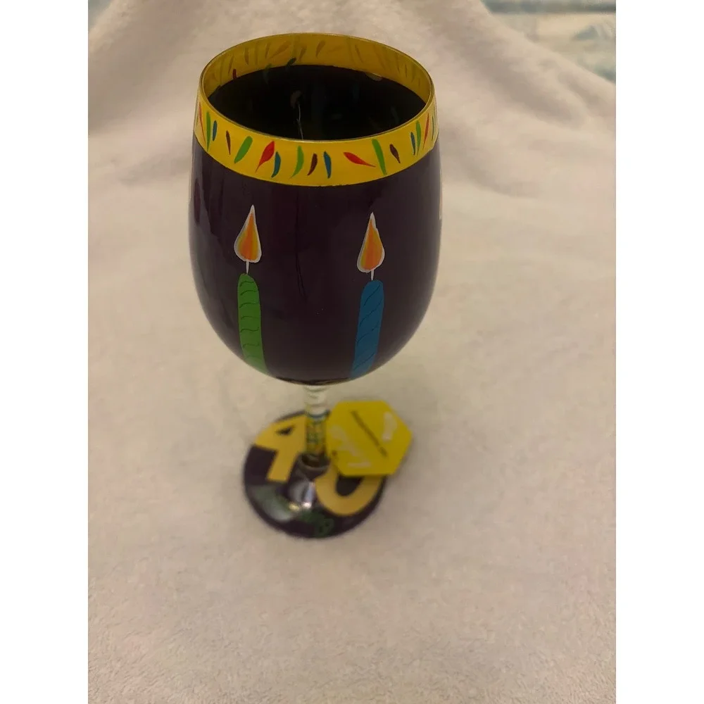 Lolita 40 Something Hand Painted Wine Glass 40th Birthday Candles